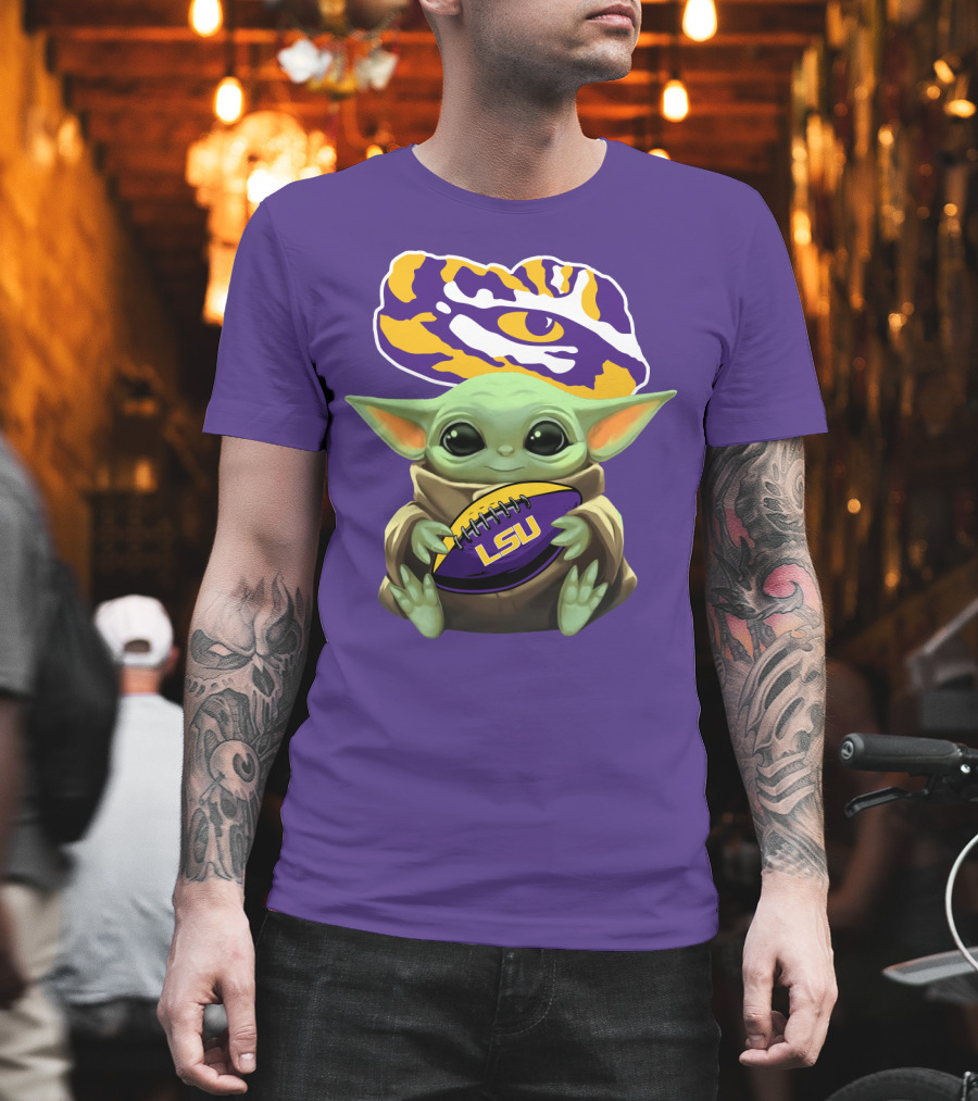 Baby Yoda Lsu Tigers Football Tiger Eye T-Shirt