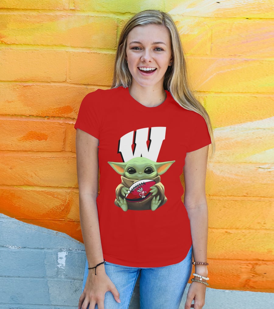Baby Yoda Wisconsin Badgers Football T-Shirt