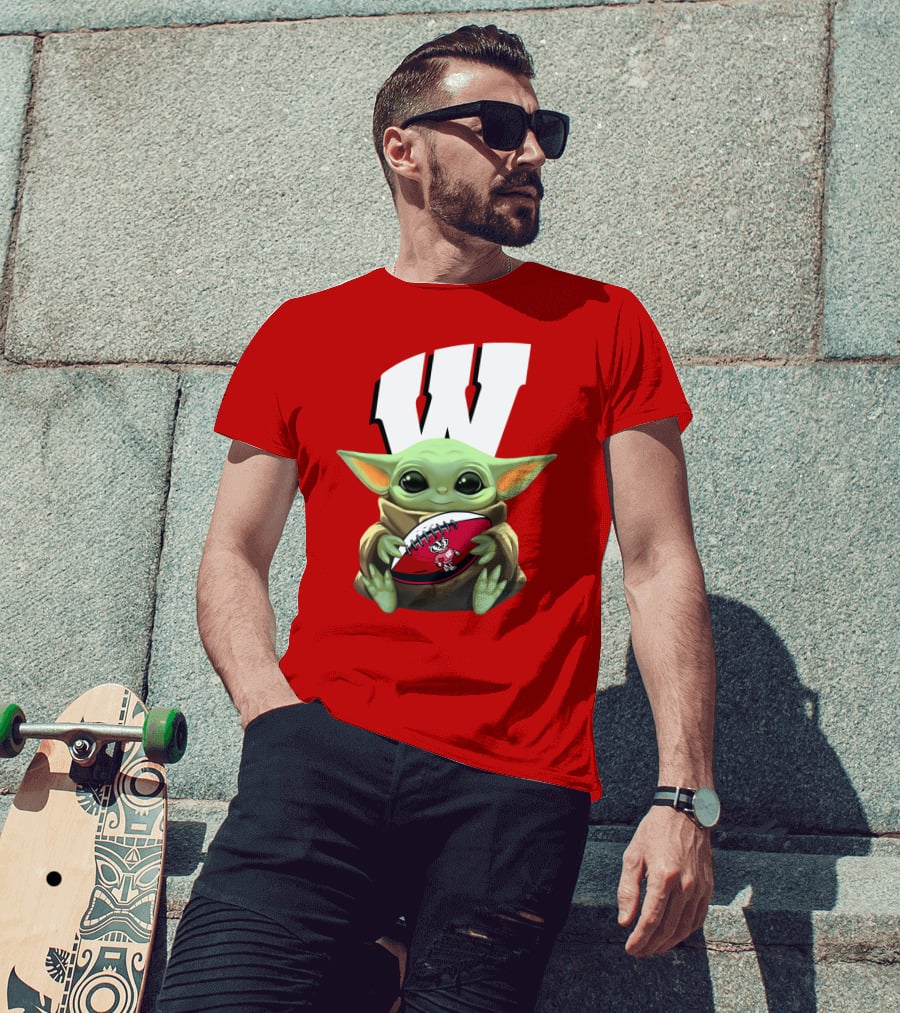 Baby Yoda Wisconsin Badgers Football T-Shirt