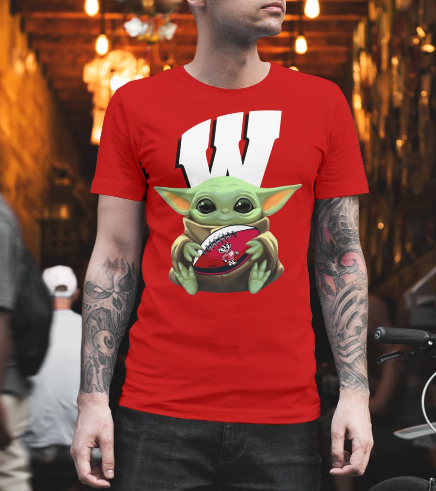 Baby Yoda Wisconsin Badgers Football T-Shirt