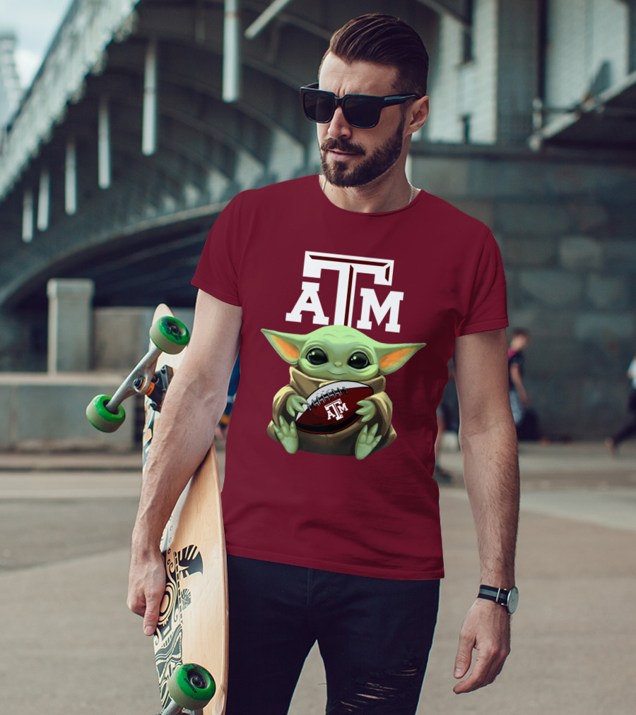 Texas A&M Aggies Baby Yoda Football T-Shirt