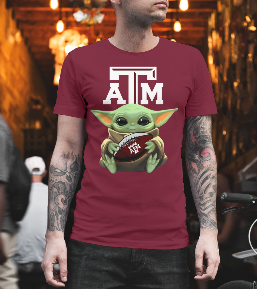 Texas A&M Aggies Baby Yoda Football T-Shirt