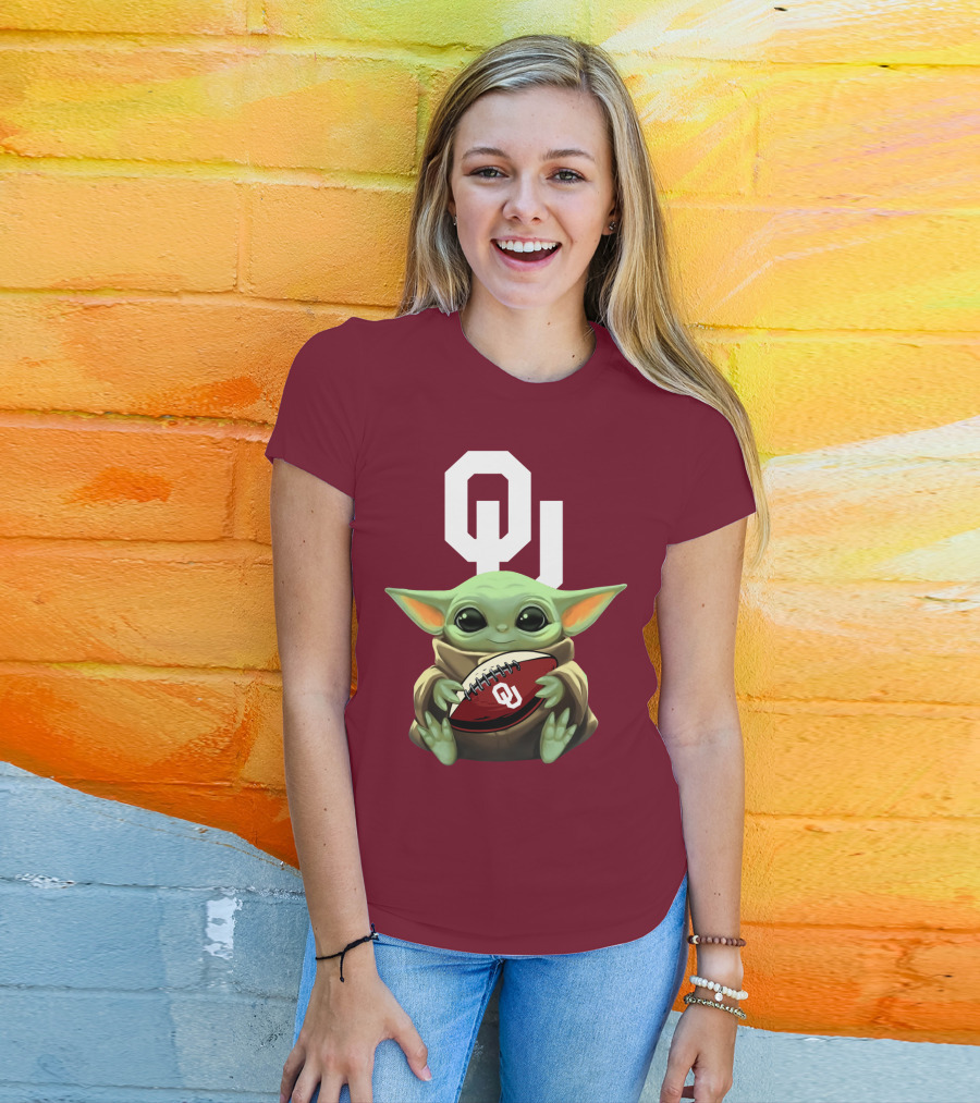 OU Sooners Baby Yoda Football T-Shirt