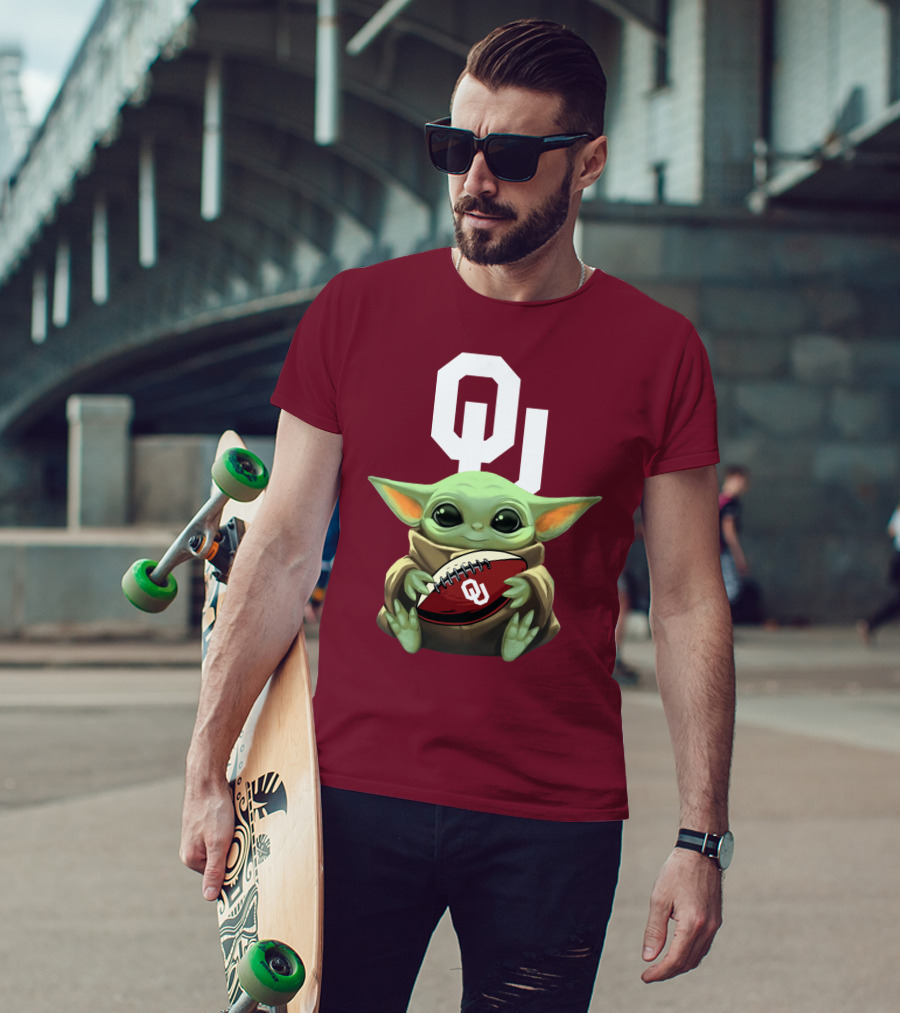 OU Sooners Baby Yoda Football T-Shirt