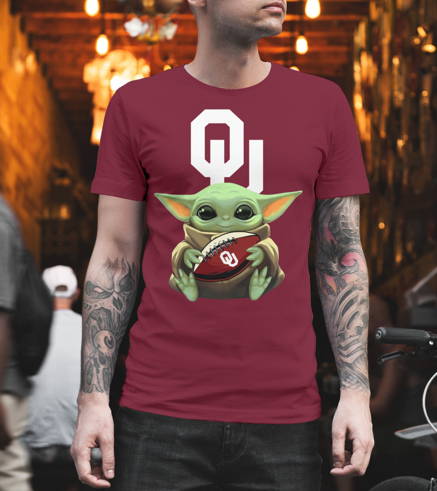 OU Sooners Baby Yoda Football T-Shirt