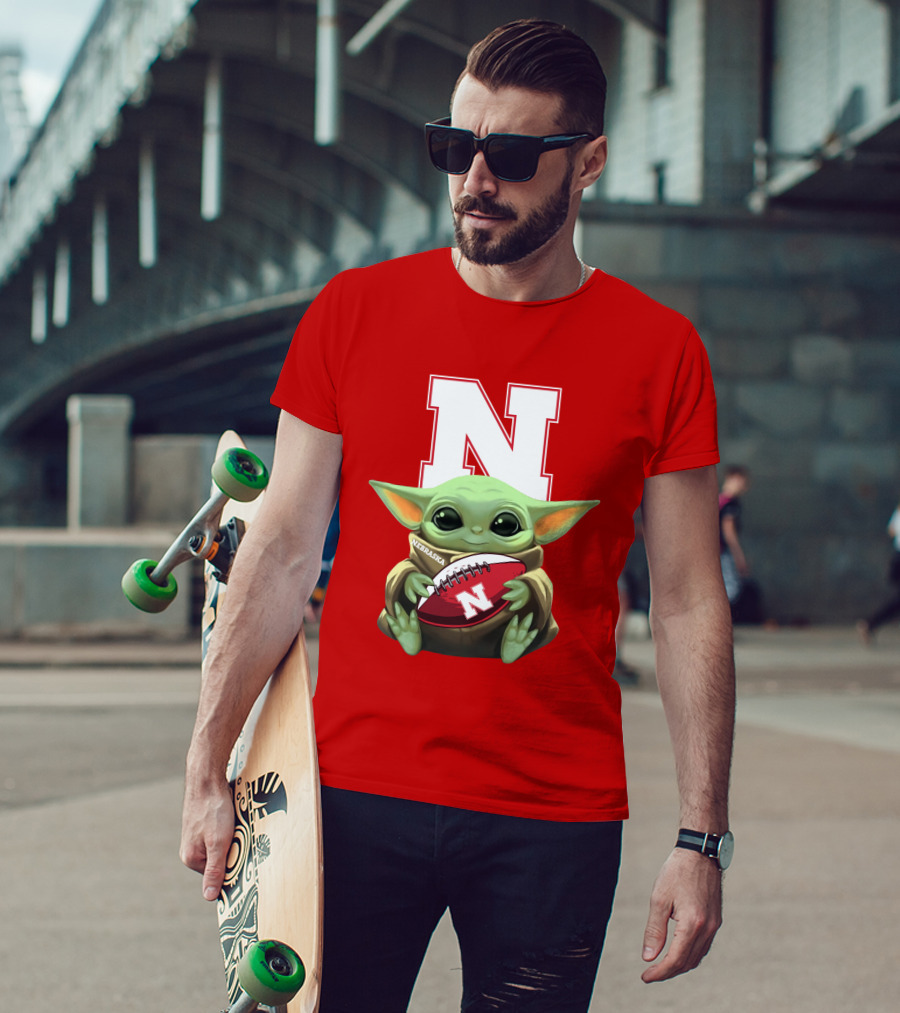Baby Yoda Nebraska Cornhuskers Football Fan Icon With N T-Shirt