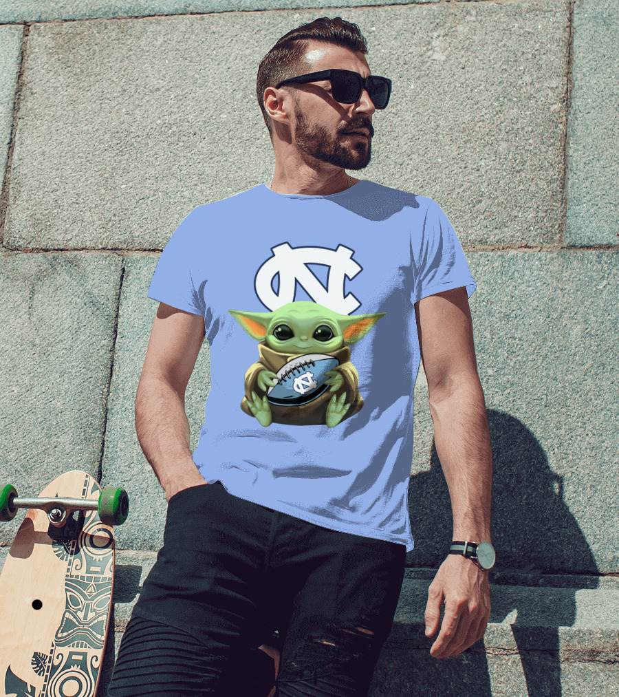 Baby Yoda UNC Tar Heels Football T-Shirt