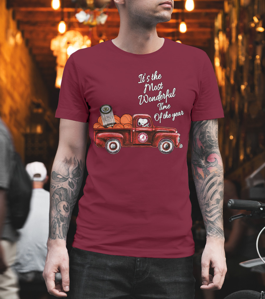 It's the Most Wonderful Time of the Year Alabama Crimson Tide Basketball Snoopy RTJ Memorial Stadium Red Truck T-Shirt