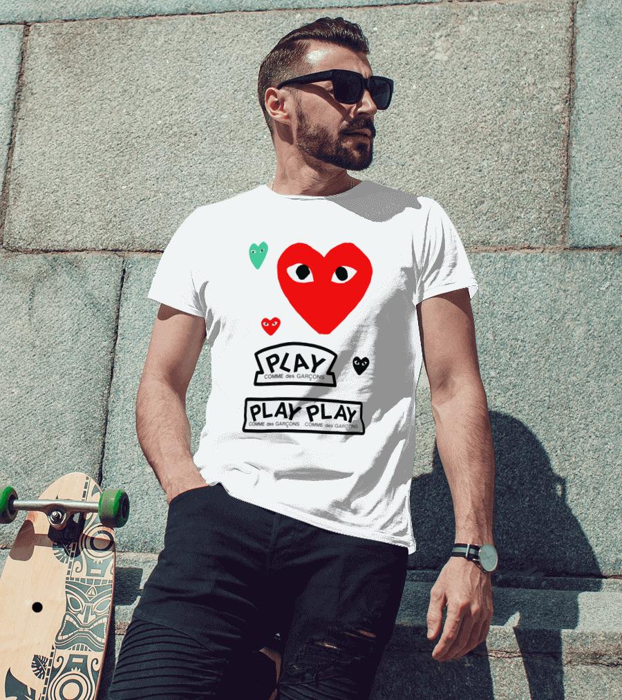 PLAY Comme Des Garçons Heart Faces T-Shirt