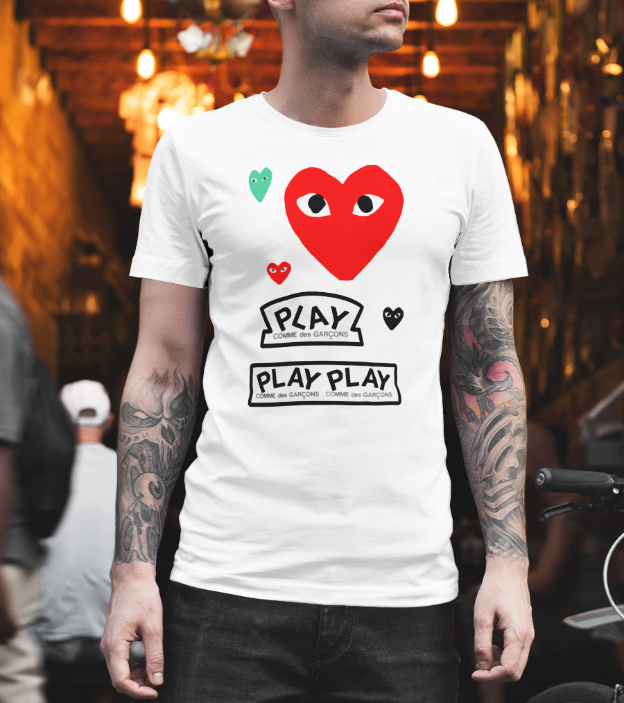 PLAY Comme Des Garçons Heart Faces T-Shirt