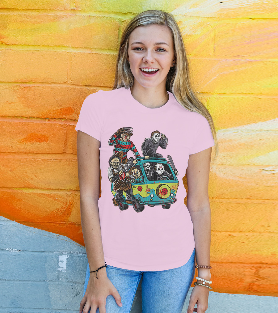 Freddy Jason Michael Leatherface Ghostface Massacre Machine Horror Movie Van T-Shirt