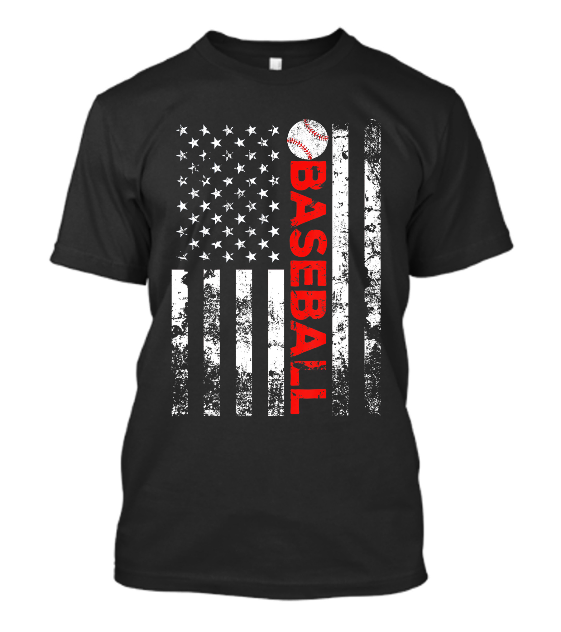American Flag Grunge Style Baseball T-Shirt