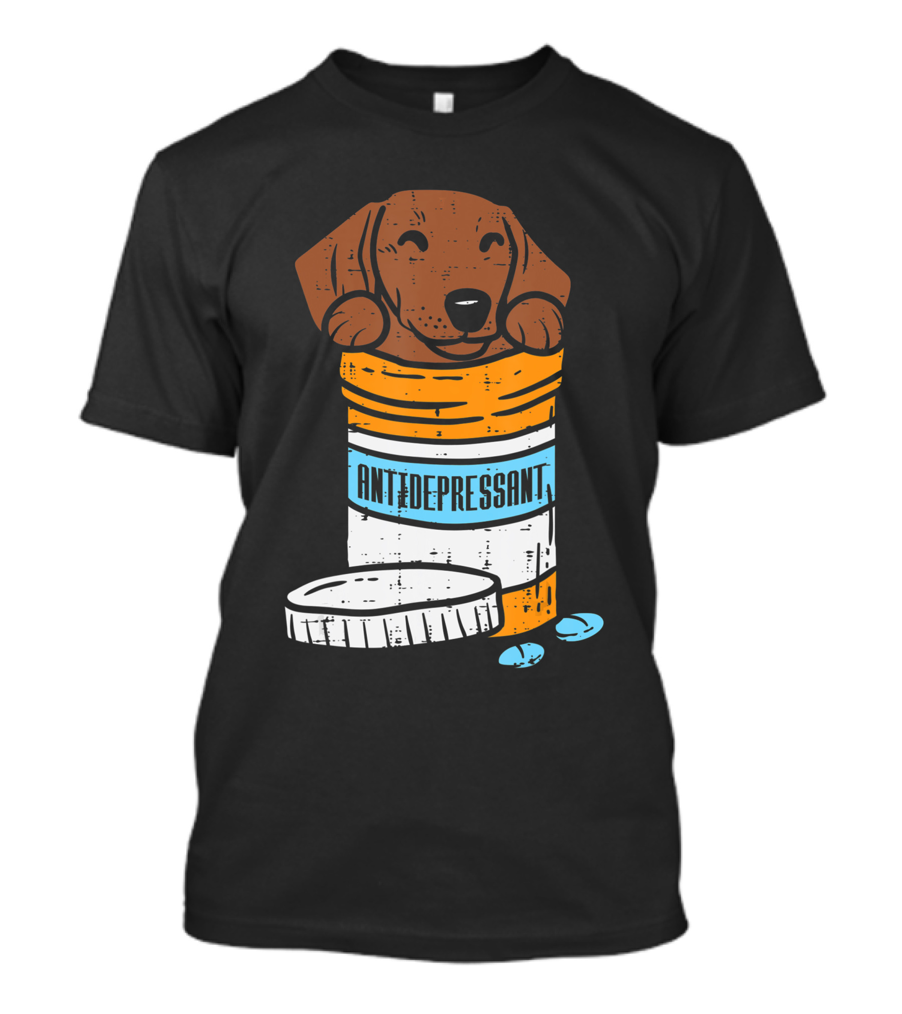 Antidepressant Dachshund Wiener Sausage Dog In Prescription Pill Bottle T-Shirt