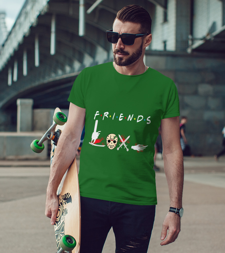 Friends Halloween Horror Icons Freddy Jason Masquerade T-Shirt