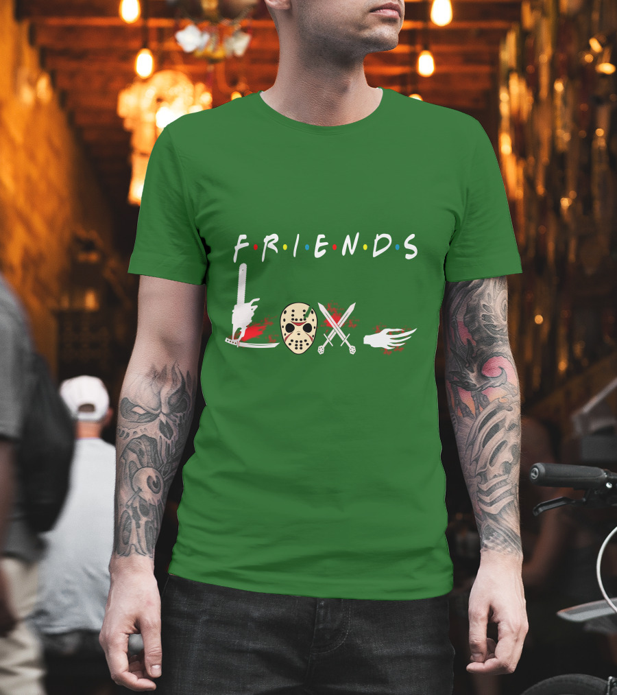 Friends Halloween Horror Icons Freddy Jason Masquerade T-Shirt