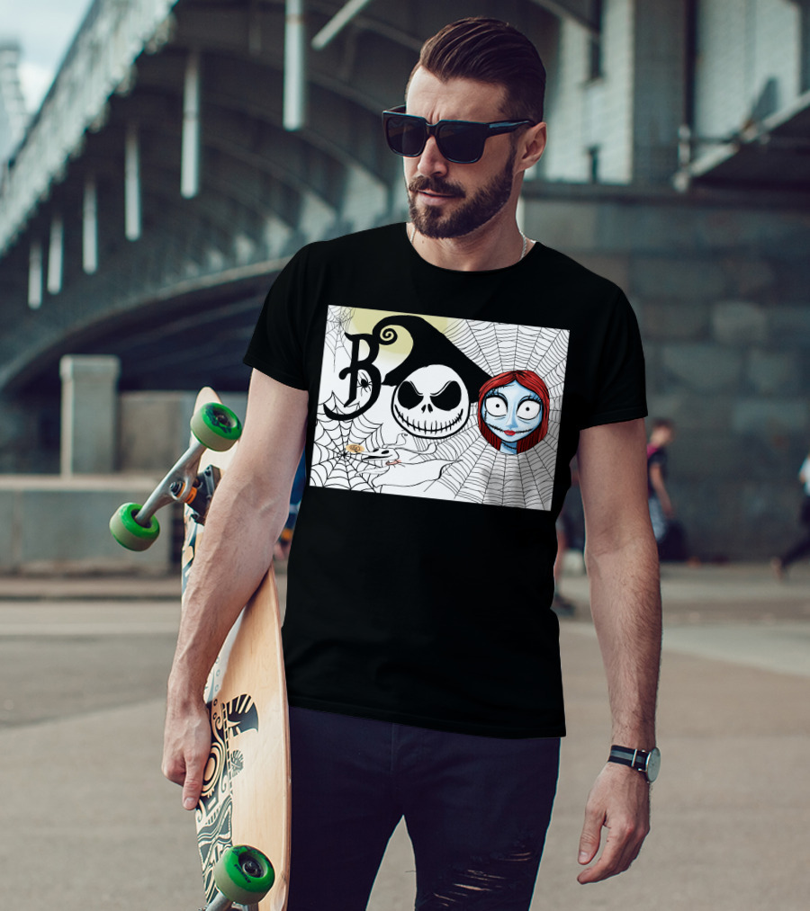 Jack And Sally Boo Halloween Nightmare Web T-Shirt