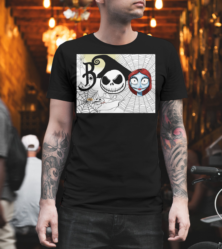 Jack and Sally Boo Halloween Nightmare Web T-Shirt