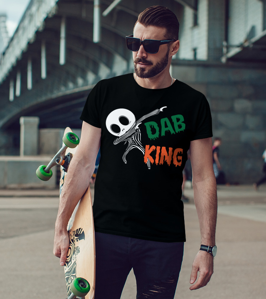 Dab King Skeleton Character In Striped Suit T-Shirt