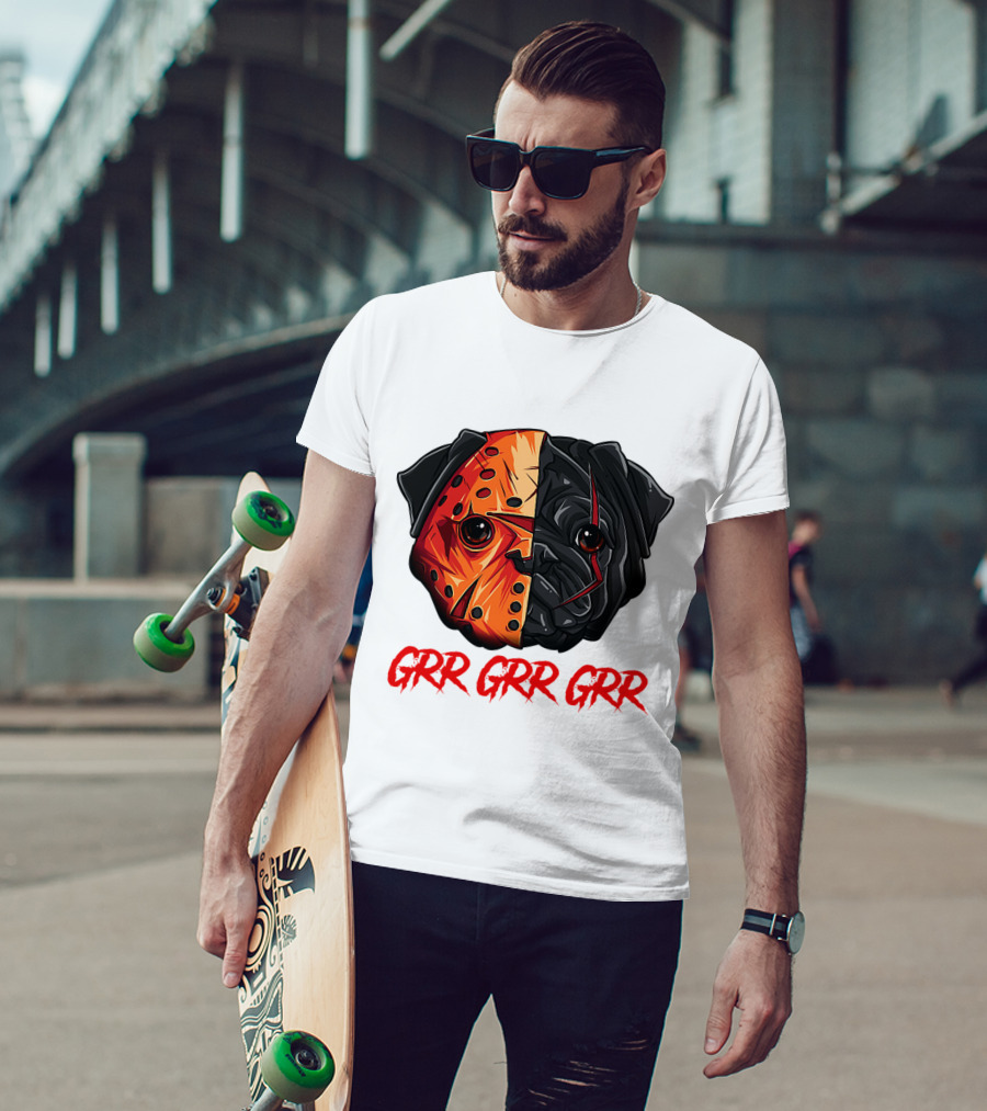 Grr Grr Grr Jason Dog Mask Pug Face T-Shirt