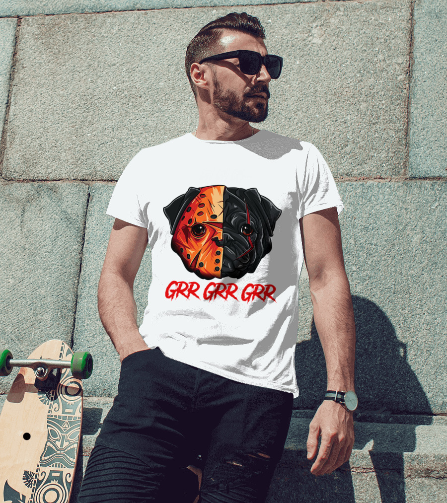 Grr Grr Grr Jason Dog Mask Pug Face T-Shirt