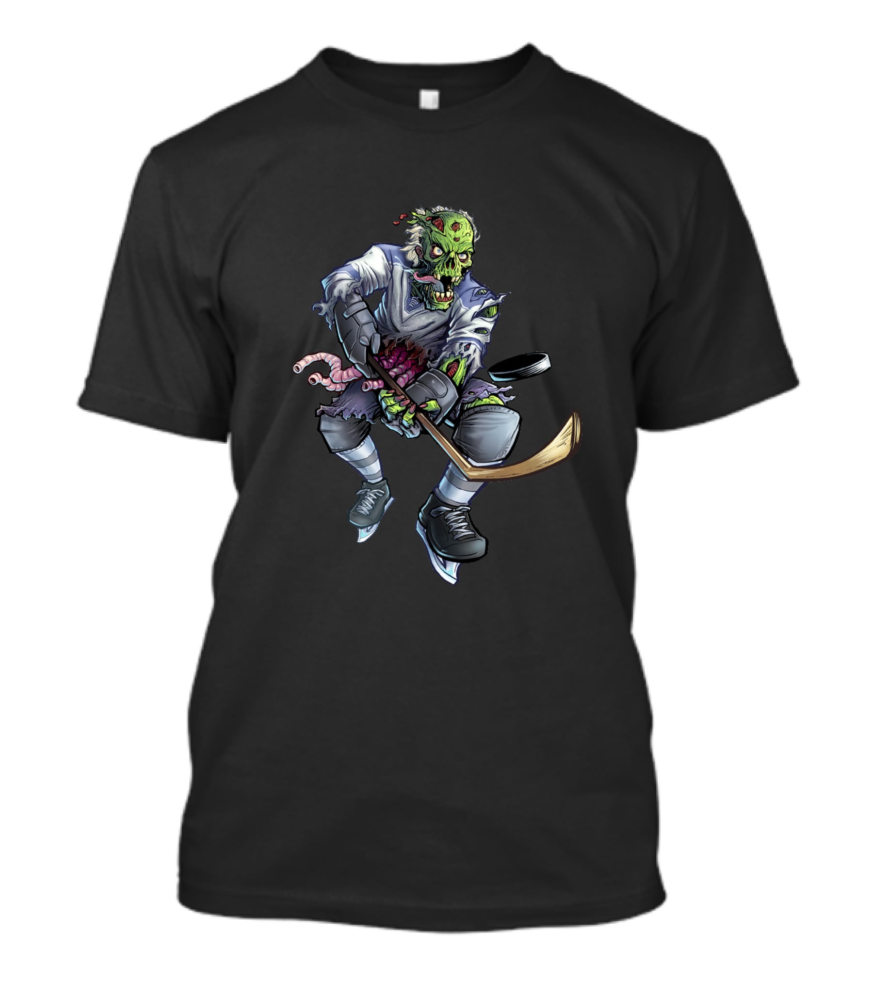 Zombie Hockey Player With Puck And Stick T-Shirt