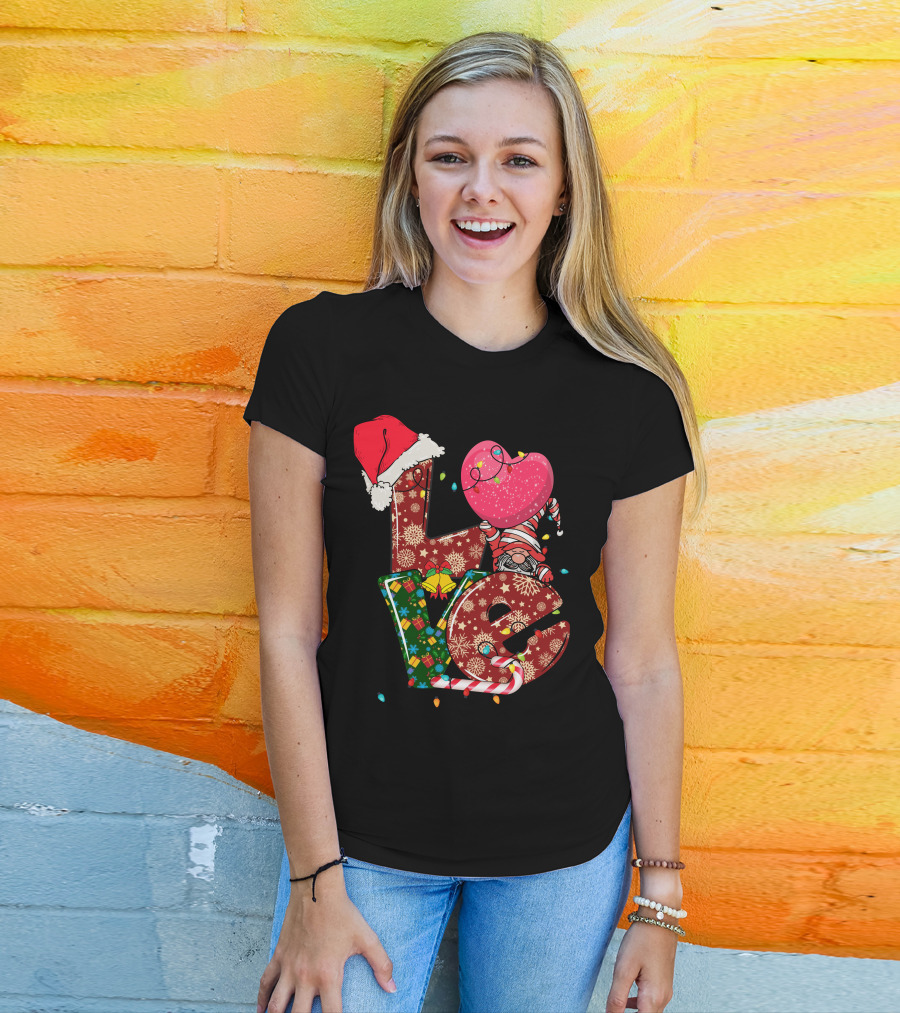 Christmas Love With Santa Hat And Festive T-Shirt