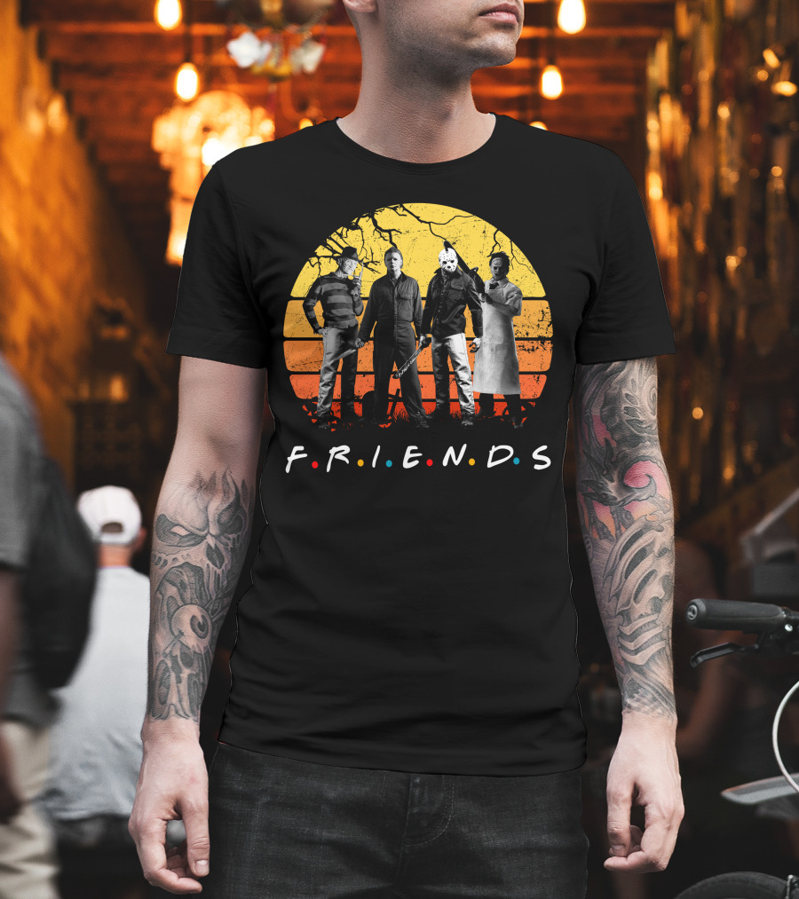 FRIENDS Halloween Horror Characters Sunset T-Shirt