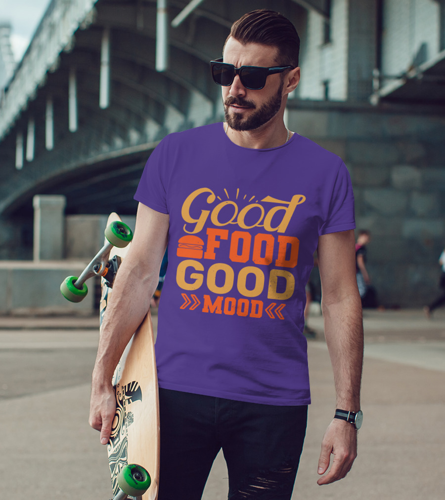 Good Food Good Mood Burger Sunburst Arrows T-Shirt