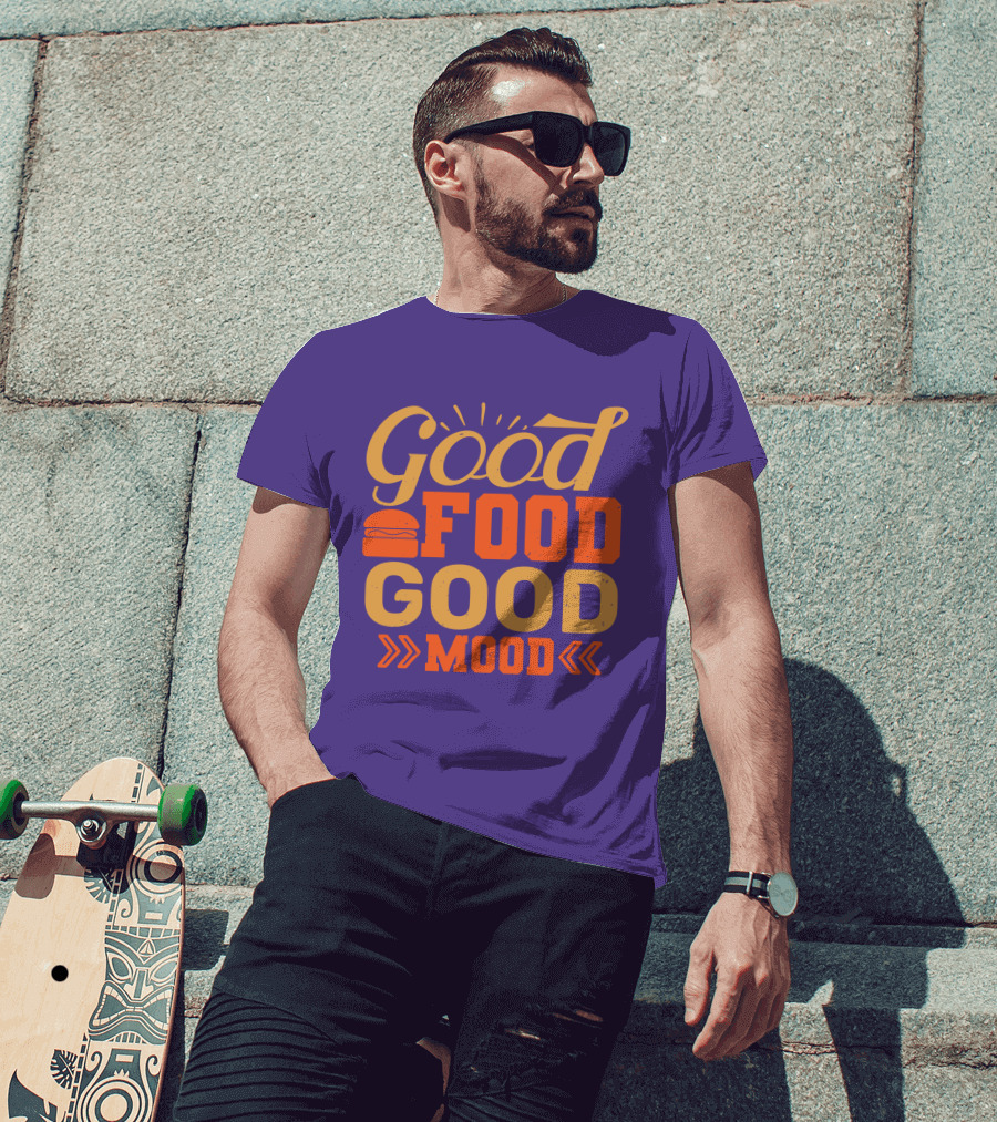 Good Food Good Mood Burger Sunburst Arrows T-Shirt