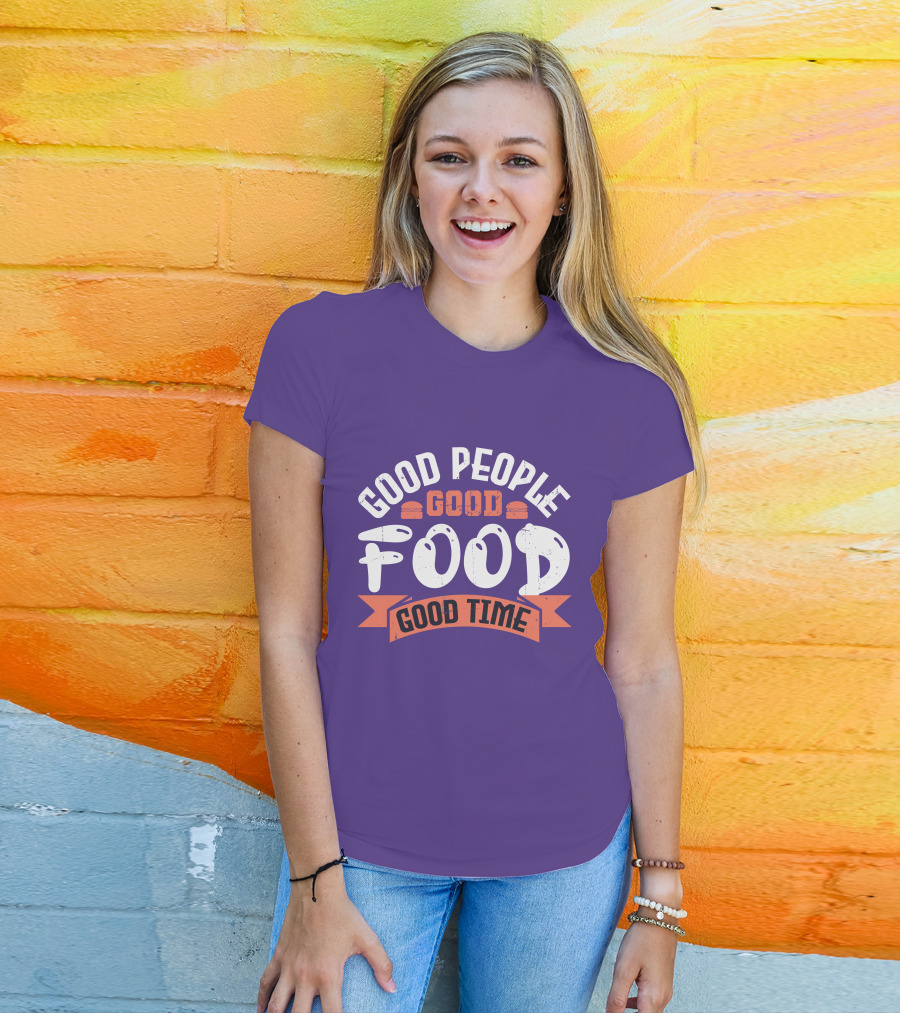 Good People Good Food Good Time Retro Banner T-Shirt