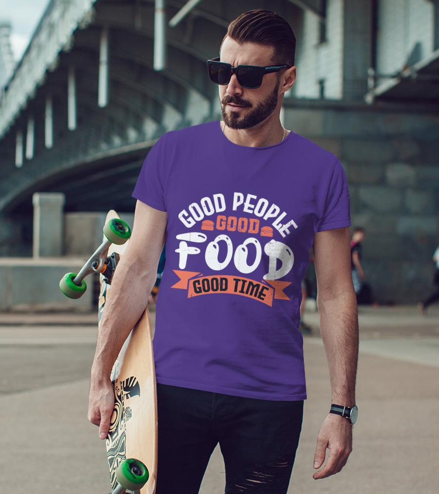 Good People Good Food Good Time Retro Banner T-Shirt