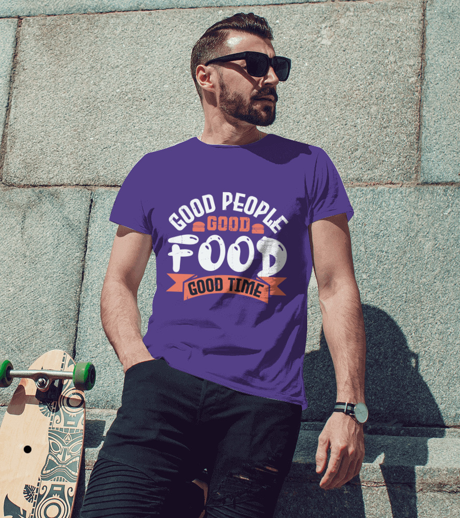 Good People Good Food Good Time Retro Banner T-Shirt