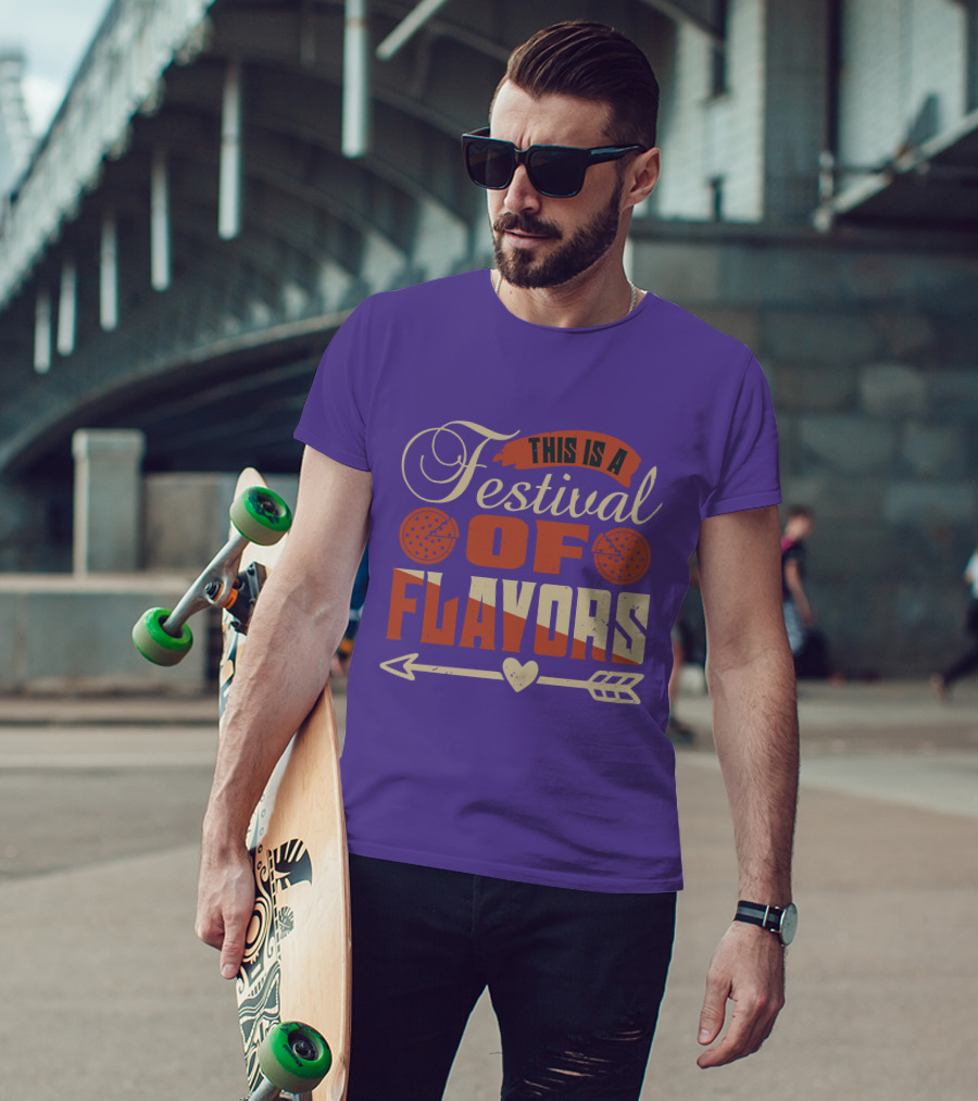 This Is A Festival Of Flavors Arrow Heart And Pepperoni Icons T-Shirt