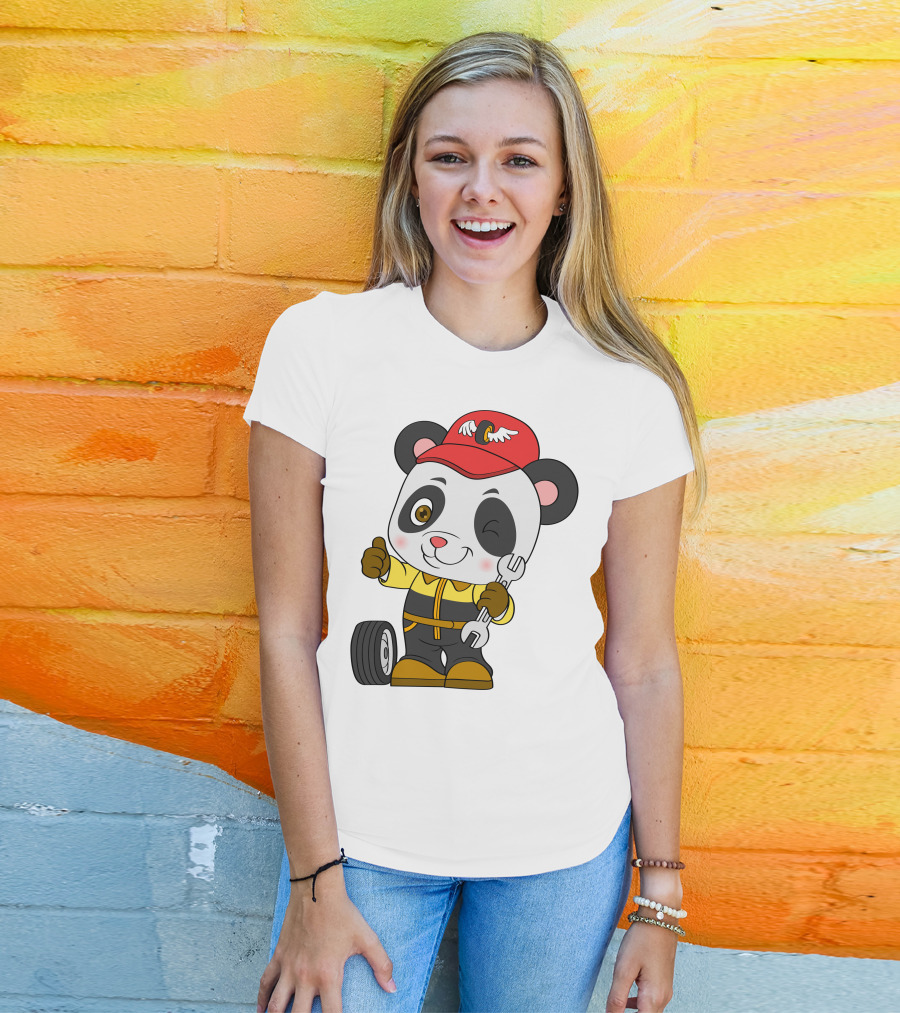 Mechanic Panda Thumbs Up With Wrench And Tire T-Shirt