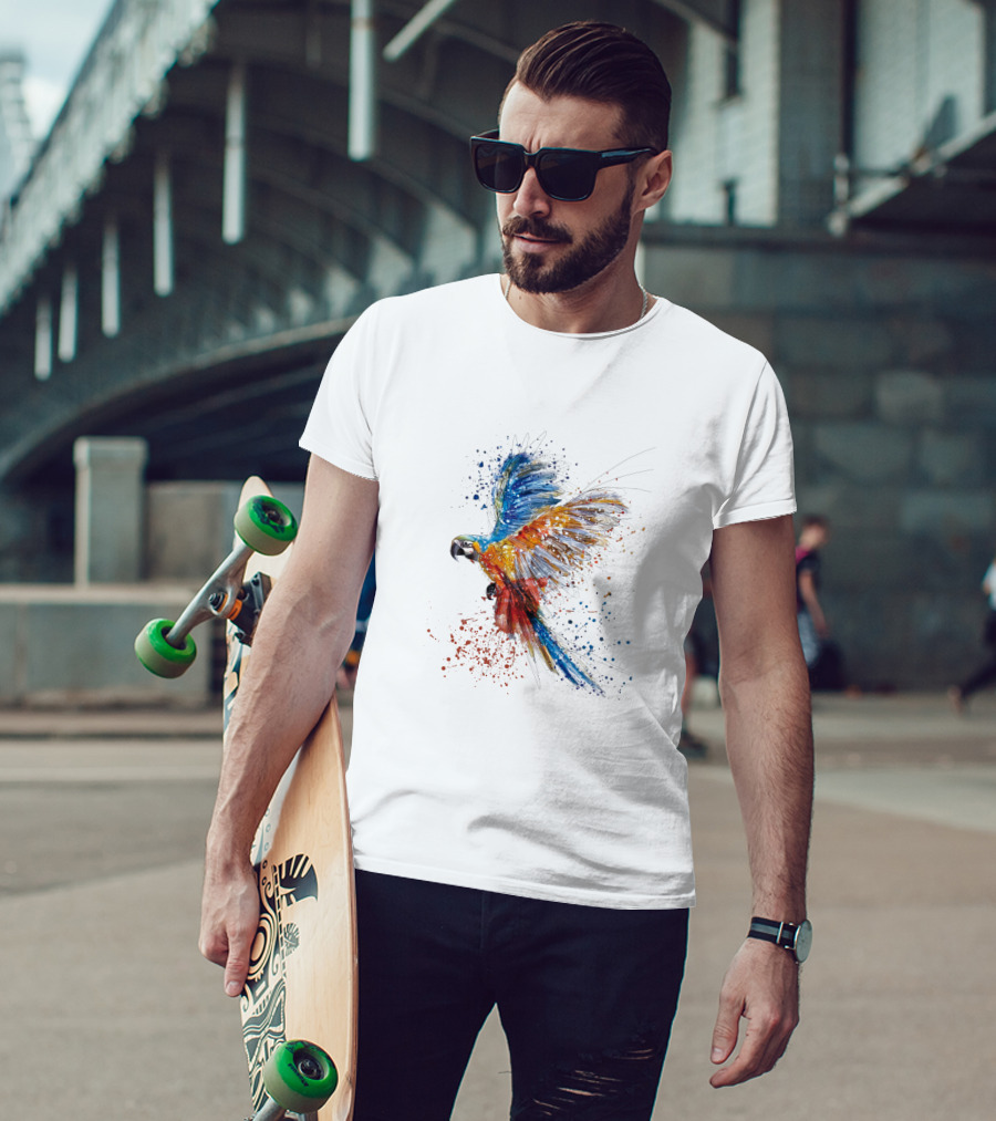 Colorful Splatter Parrot Flight T-Shirt
