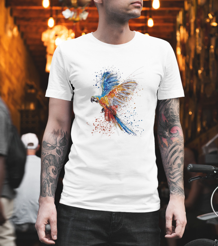 Colorful Splatter Parrot Flight T-Shirt