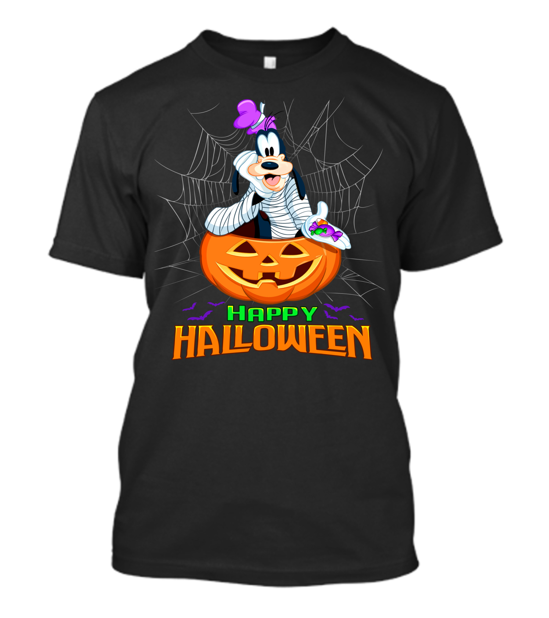 Goofy Happy Halloween Mummy Pumpkin And Candy T-Shirt