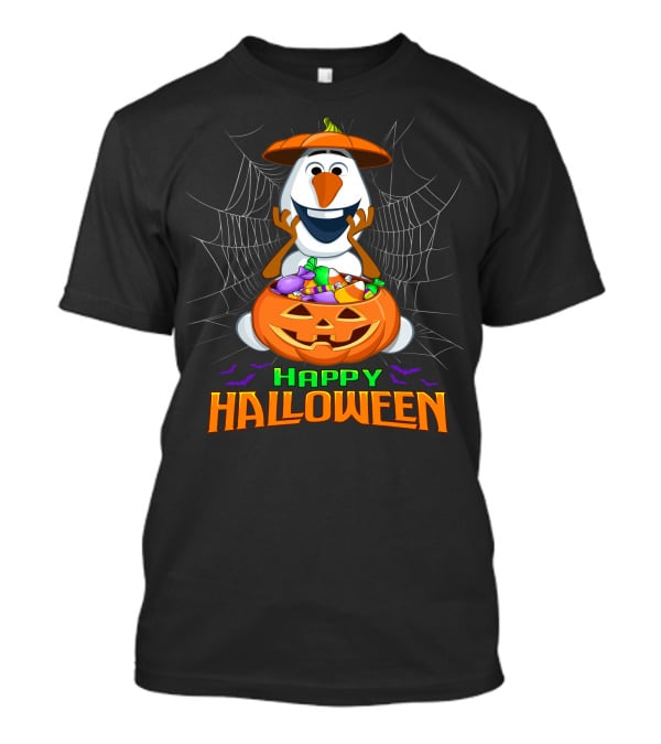 Olaf Happy Halloween With Pumpkin And Candy Basket T-Shirt