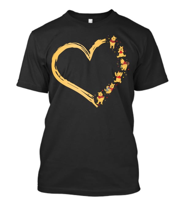 Winnie The Pooh Characters Heart-Shaped T-Shirt