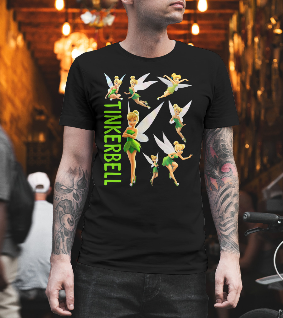 Tinker Bell Fairies In Action With Wings And Green Dress T-Shirt