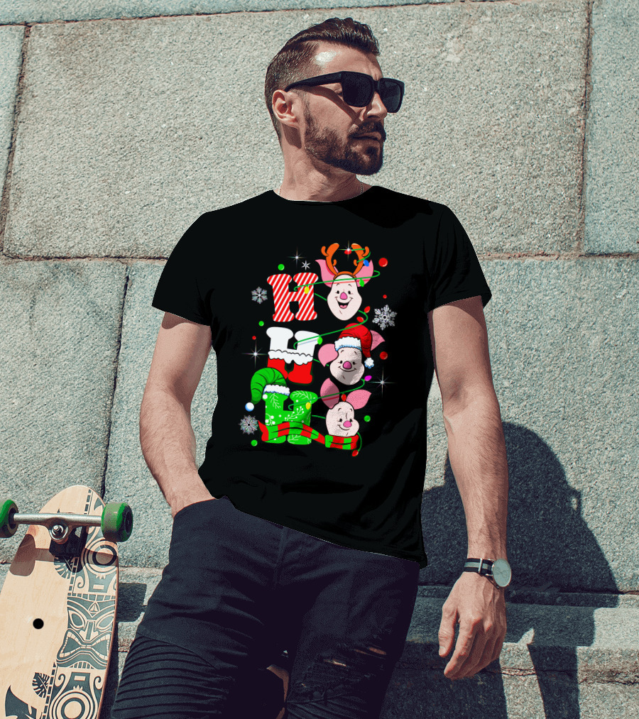 Holiday Piglet H O H Christmas Cheer T-Shirt
