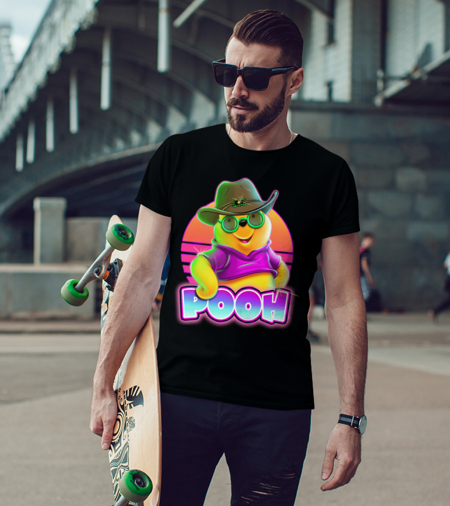 Pooh Retro Cool Style With Hat And Sunglasses T-Shirt
