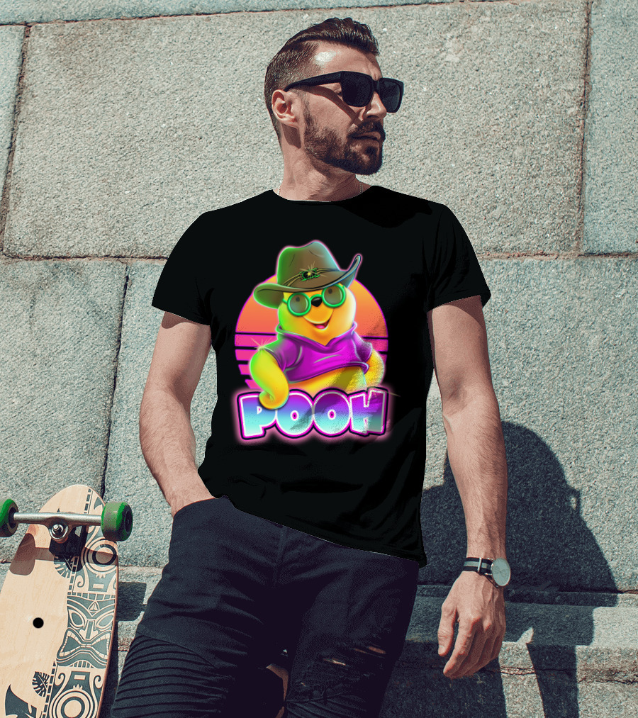 Pooh Retro Cool Style With Hat And Sunglasses T-Shirt