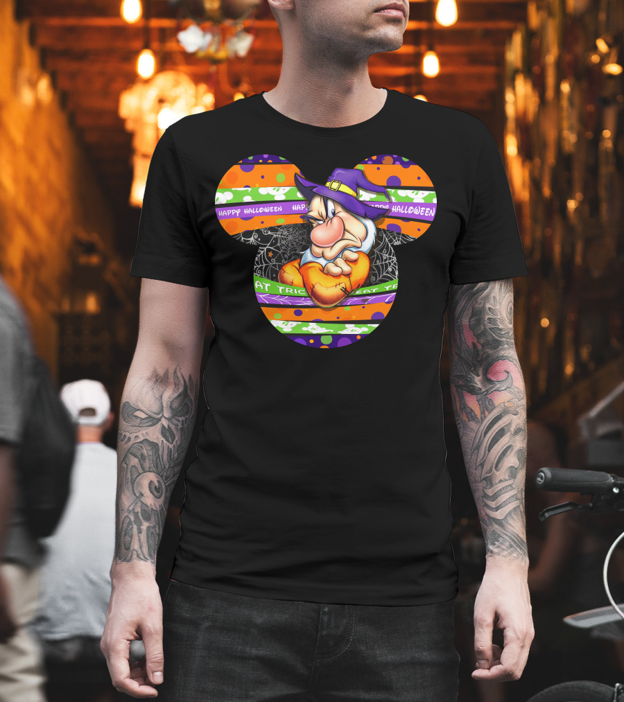 Grumpy Mickey Mouse Ears Happy Halloween Trick Or Treat T-Shirt