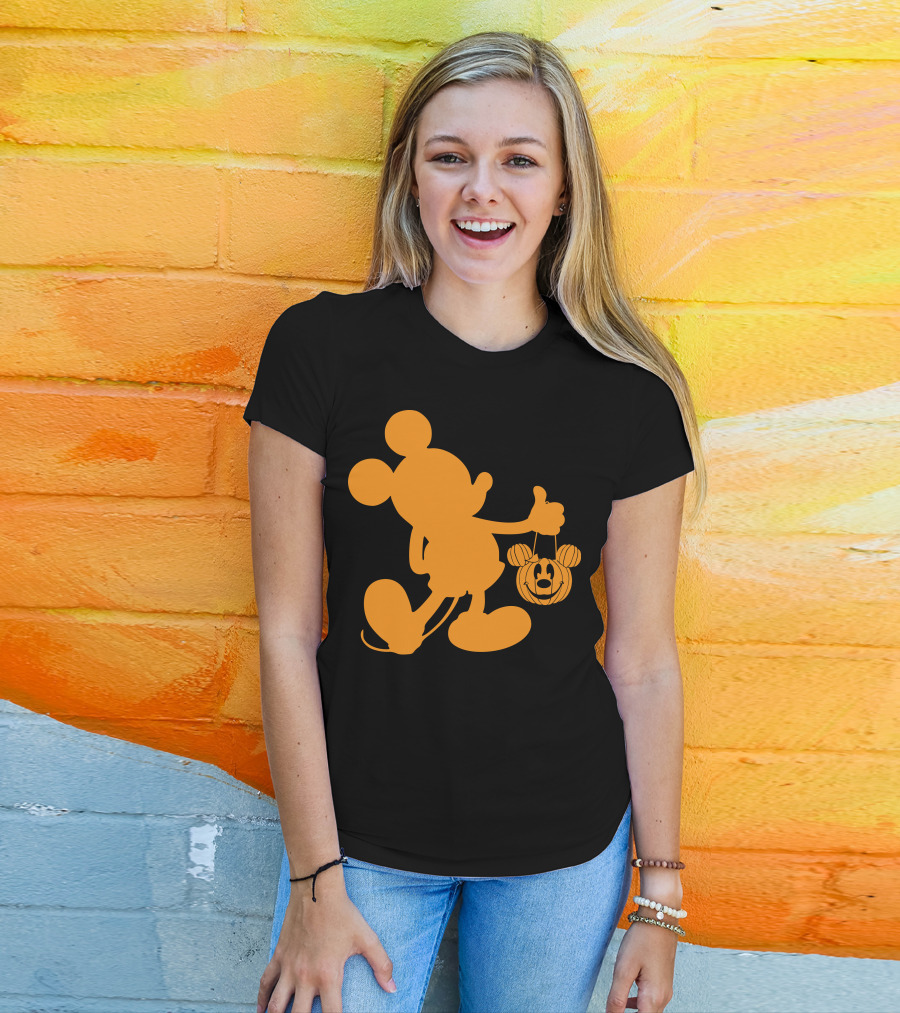Mickey Mouse Halloween Pumpkin Silhouette T-Shirt