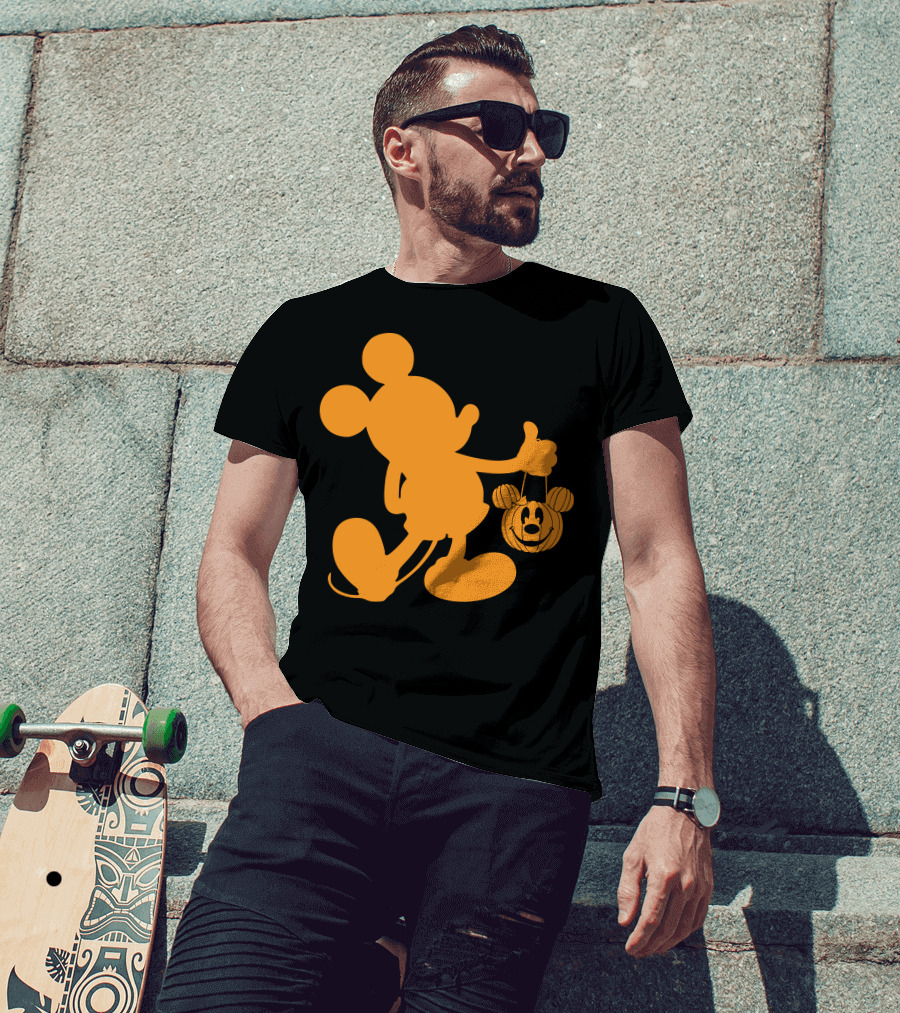 Mickey Mouse Halloween Pumpkin Silhouette T-Shirt