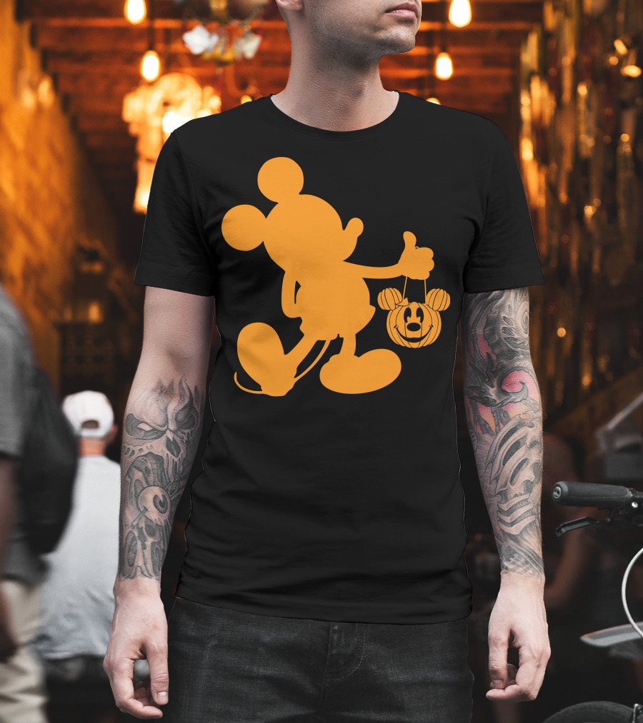 Mickey Mouse Halloween Pumpkin Silhouette T-Shirt