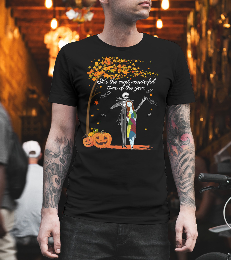 It's The Most Wonderful Time Of The Year Jack Pumpkins And Autumn Leaves T-Shirt