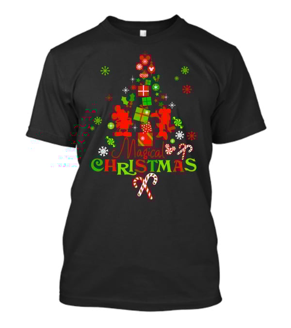 Magical Christmas Tree With Gifts And Candy Canes T-Shirt
