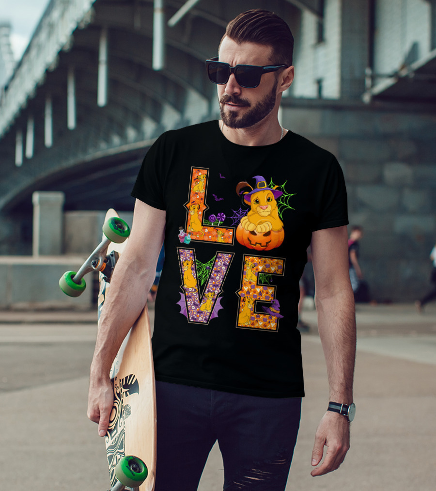 Love Halloween Simba Witch Pumpkin Spiderweb T-Shirt